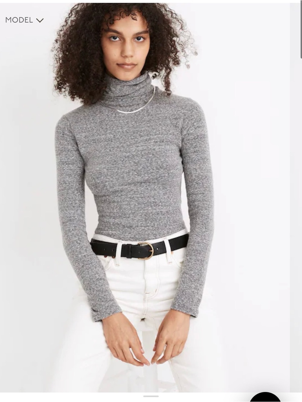 Madewell Gray Ribbed Turtleneck Bodysuit size M